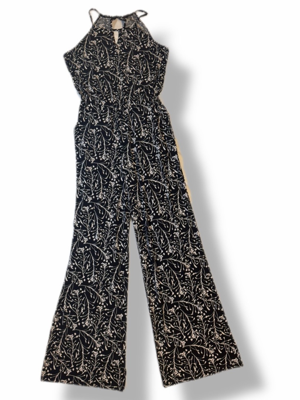 Goldray Black White Floral Wide Leg Jumpsuit Women’s Medium Sleeveless